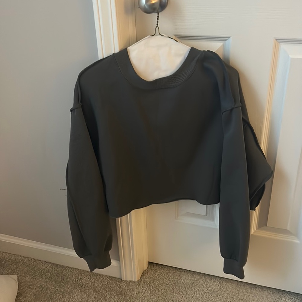 Grey Cropped Sweatshirt.